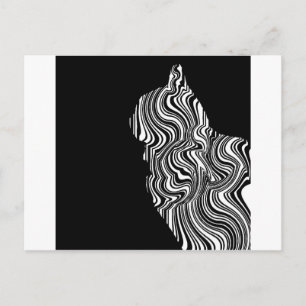 Postal Resumen Monocroom de Swirl para gato negro y blanc