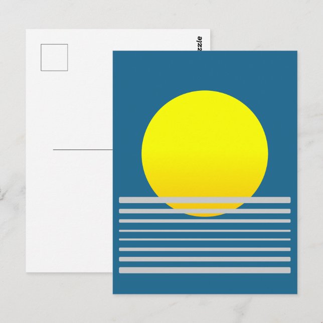 Postal Resumen Naranja Paisaje del Sol y el Mar (Anverso / Reverso)