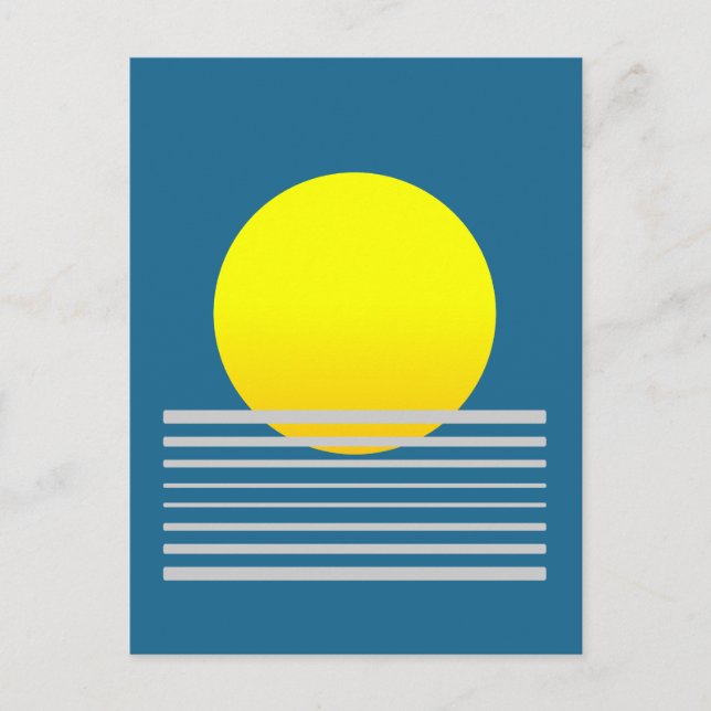 Postal Resumen Naranja Paisaje del Sol y el Mar (Anverso)