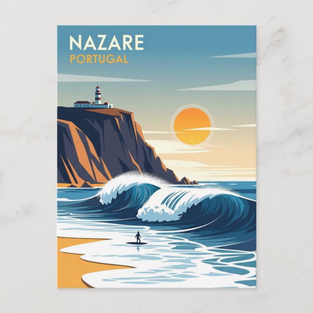 Postal Resumen Nazare Portugal (Anverso)