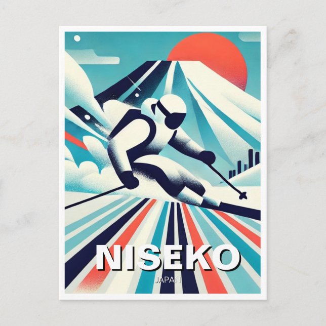 Postal Resumen Niseko Japón Esquiador Hokkaido (Anverso)