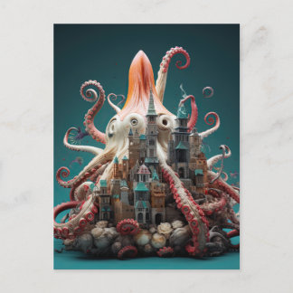 Postal Resumen oceánico de la fantasía mundial submarina