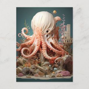 Postal Resumen oceánico de la fantasía mundial submarina