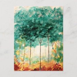 Postal Resumen Paisaje Arte Árboles Pintura Forestal