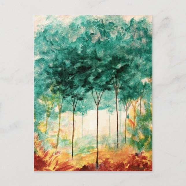 Postal Resumen Paisaje Arte Árboles Pintura Forestal (Anverso)