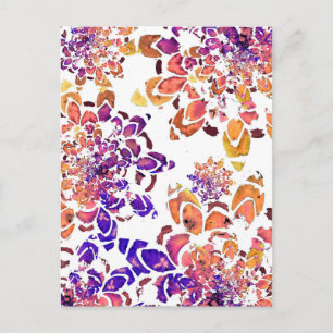 Postal Resumen Patrón de color de agua morado Mandala