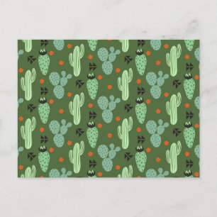 Postal Resumen Patrón del Desierto de Hipster Cactus