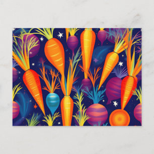 Postal Resumen Patrón Geométrico Zanahorias Celestes