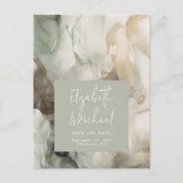 Postal Resumen pintado verde sabio moderno salva la fecha