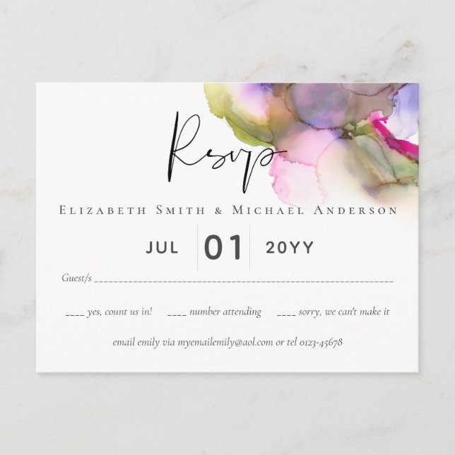 Postal Resumen presupuestario Boda púrpura arcoiris (Anverso)