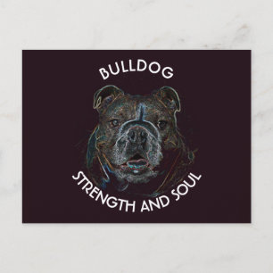 Postal Resumen Psicodélico Dibujo de Bulldog oscuro