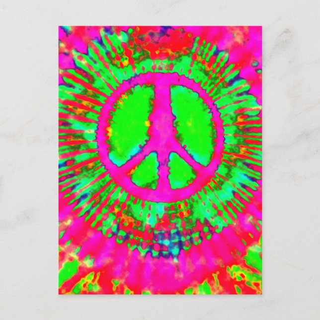 Postal Resumen Psicodélico Signo de paz de tinte (Anverso)