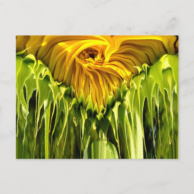 Postal Resumen retro funky giratorio girasol, geometría a (Anverso)