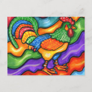 Postal Resumen Rooster Bird Animal Colorum Art