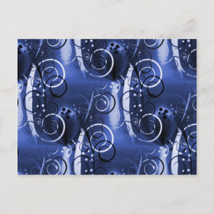 Postal Resumen Swirl Floral Indigo Blue Girly Regalos
