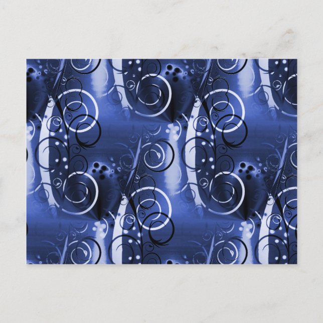 Postal Resumen Swirl Floral Indigo Blue Girly Regalos (Anverso)