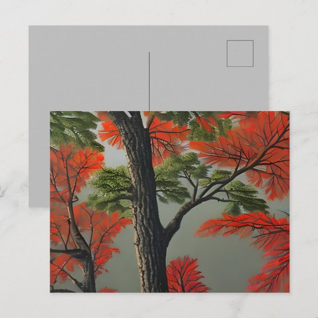 Postal Resumen Woodland del otoño norte (Anverso / Reverso)