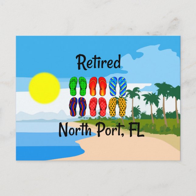 Postal Retirada, North Port, FL, diseño de playa, (Anverso)
