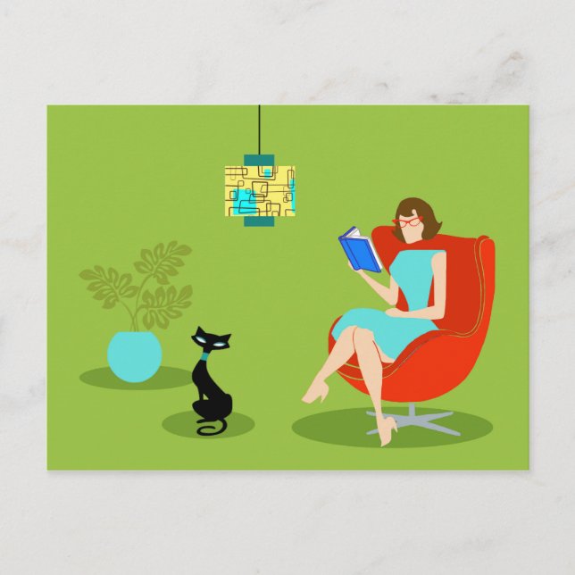 Postal retra de la mujer de la lectura (Anverso)