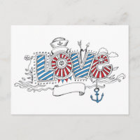 Postal retra del amor del marinero náutico