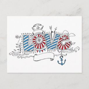 Postal retra del amor del marinero náutico