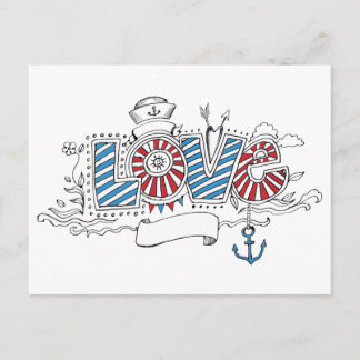Postal retra del amor del marinero náutico