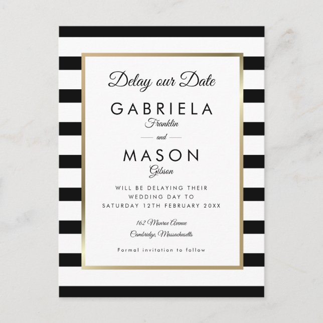 Postal Retraso moderno en nuestra fecha pospuesta en blan (Anverso)