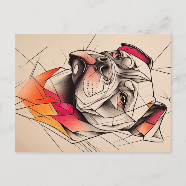 Postal Retrato abstracto de Pit Bull (Anverso)