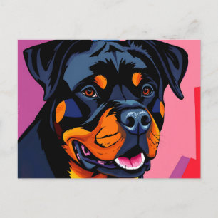 Postal Retrato abstracto de Rottweiler contemporáneo