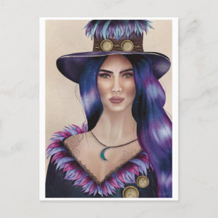 Postal Retrato acuático de una mujer inspirada en el Stea