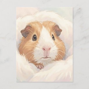 Postal Retrato Adorable de Conejillo de Indias Esponjoso