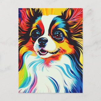 Postal Retrato Adorable Fluffy Toy Papillon Dog