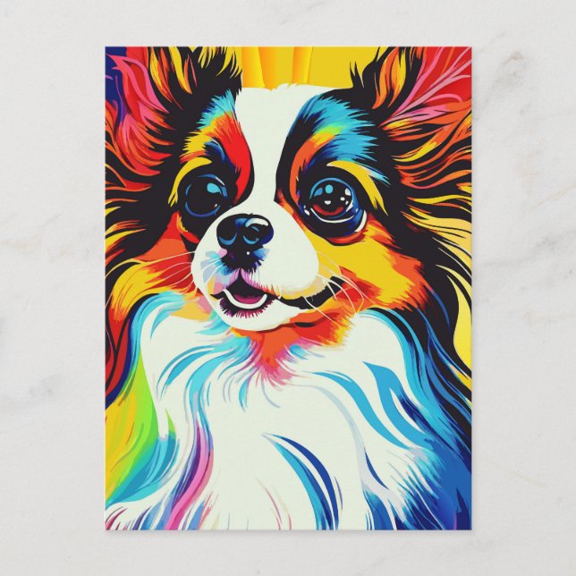Postal Retrato Adorable Fluffy Toy Papillon Dog (Anverso)