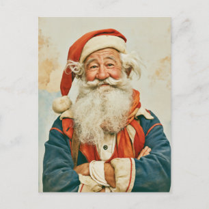 Postal Retrato alegre de Santa Claus vintage