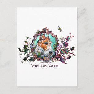 Postal Retrato antiguo de Fox Terrier Wire