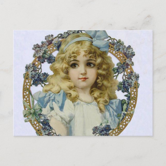 Postal Retrato antiguo de niña pequeña hermosa (Anverso)