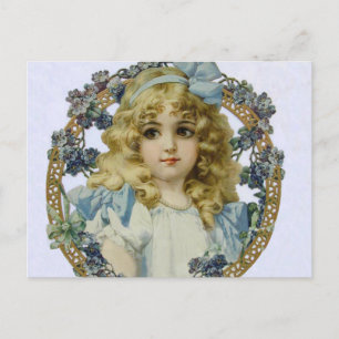Postal Retrato Antiguo de una Niña Pequeña Hermosa