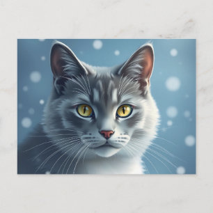 Postal Retrato azul ruso apacible con blandos azules