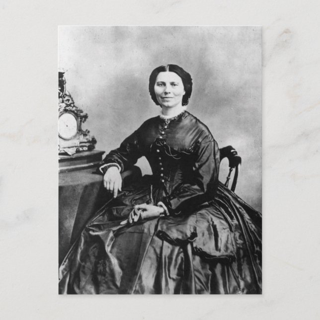 Postal Retrato Clara Barton ~ Viñeta 1866 Foto (Anverso)