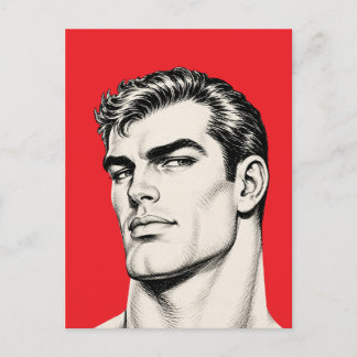 Postal Retrato Clásico de Hombre Apuesto