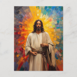 Postal Retrato colorido de Jesucristo Arte abstracto en m