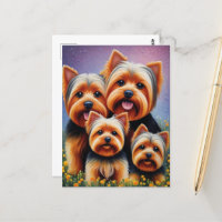 Retrato colorido de la familia Yorkshire Terrier P