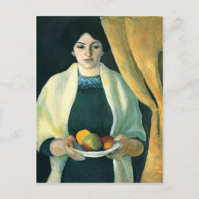 Postal Retrato con las manzanas por Macke (Anverso)