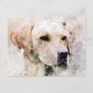 Postal Retrato de acuarela de perro recuperador de labrad