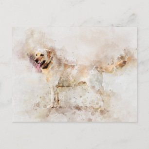 Postal Retrato de acuarela de perro recuperador de labrad