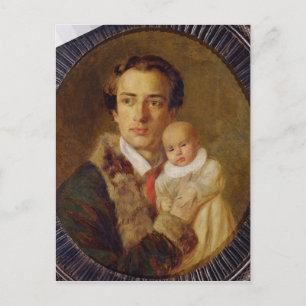 Postal Retrato de Alexander Herzen con su hijo, 1840