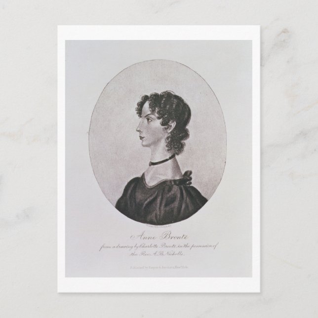 Postal Retrato de Anne Bronte (1820-49) de un dibujo (Anverso)