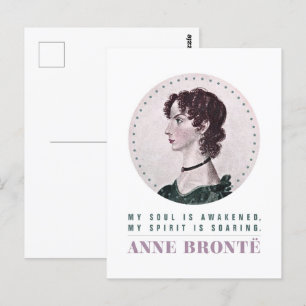 Postal Retrato de Anne Bronte y cita mi alma despertada