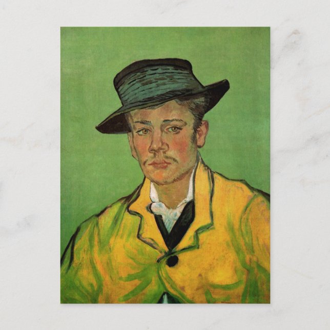 Postal Retrato de Armand Roulin por Vincent van Gogh (Anverso)