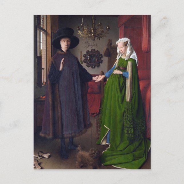 Postal Retrato de Arnolfini por Jan van Eyck (Anverso)